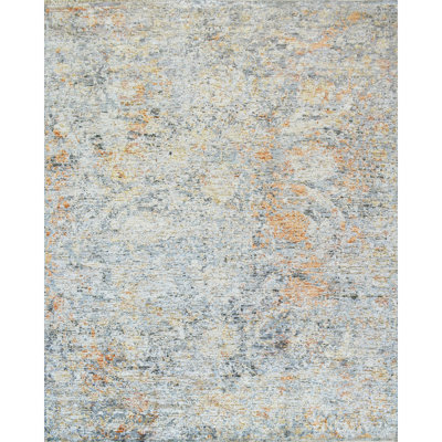 High-Quality Hand-Knotted Grey And Rust Area Rug