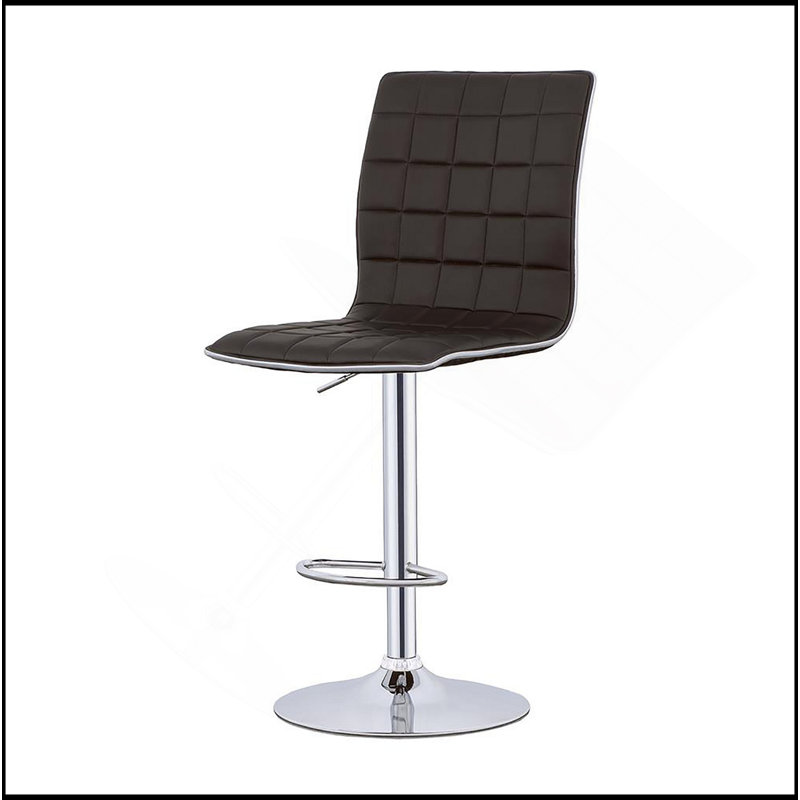 Tabouret de bar ajustable gaufré noir et chrome (ensemble de 2)