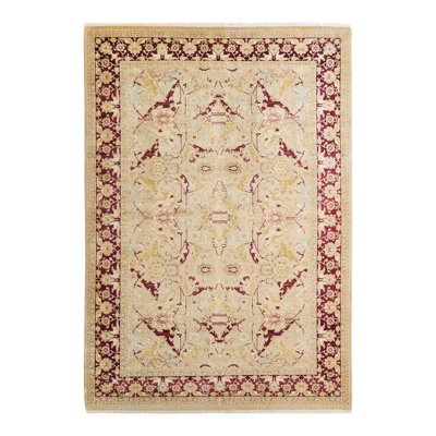 Tapis unique en laine noué à la main de 6 pi 2 po x 9 pi 1 po nouvel âge Ohlone