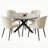 Bourke Round Modern Kitchen Dining Table Set with Dining Chairs-129860352-119048005