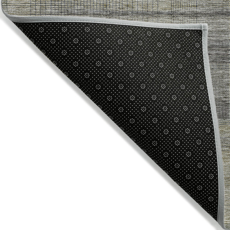 Tapis extérieur lavable rayé beige et gris 9 pi x 12 pi kaki