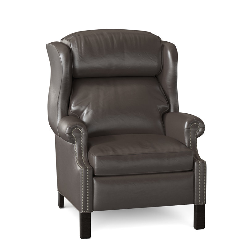 Chippendale Recliner, #9 Pewter, Rio Mineral Genuine Leather, Cobblestone