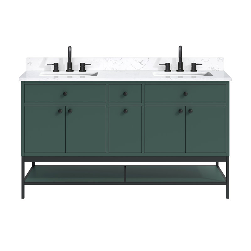 Meuble-lavabo double Paisley, Vert