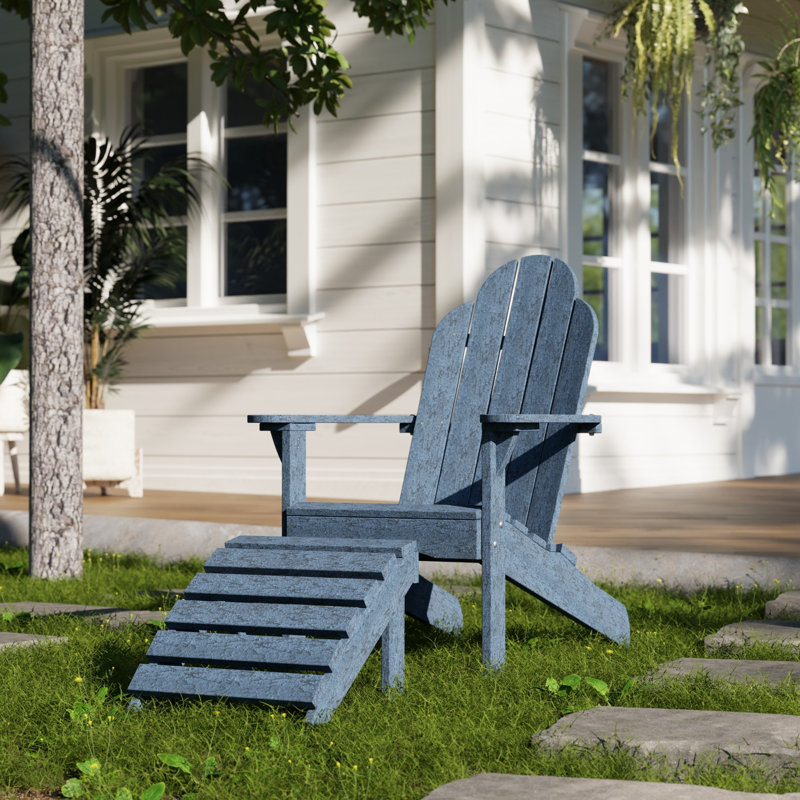 Classic Adirondack Chair with Ottoman, Patriot Blue