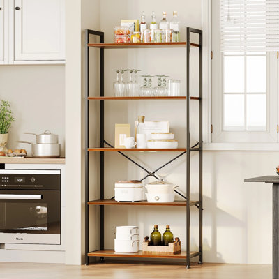 Vintage-Style 5-Tier Freestanding Bookshelf, Home & Office Bookcase, Storage Rack For Bedroom And Living Room