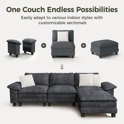Ensemble de canapé modulaire rembourré 3 pièces, ensemble de canapé surdimensionné avec canapé, causeuse et fauteuil