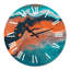 Composition abstraite de marbre en bleu et orange VI - horloge murale moderne-60281739