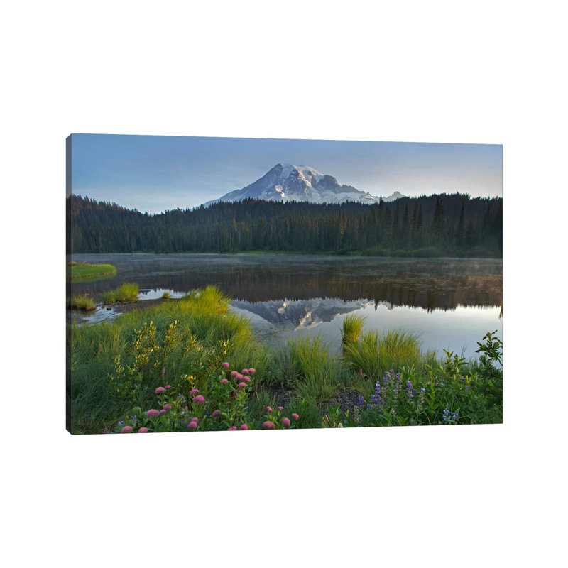Mount Rainier And Reflection Lake, Mount Rainier National Park by Tim Fitzharris - Wrapped Canvas Print