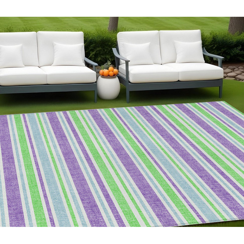 Tapis rayé lavable antidérapant 9 pi x 12 pi vert lime