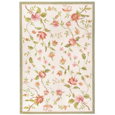 Kinchen Hand Hooked Wool Floral Rug