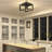 2-Light Flush Mount Ceiling Light Fixture, Industrial Black Metal Ceiling Light, Modern Rectangle Close To Ceiling Light For Hallway, Kitchen, Entryway