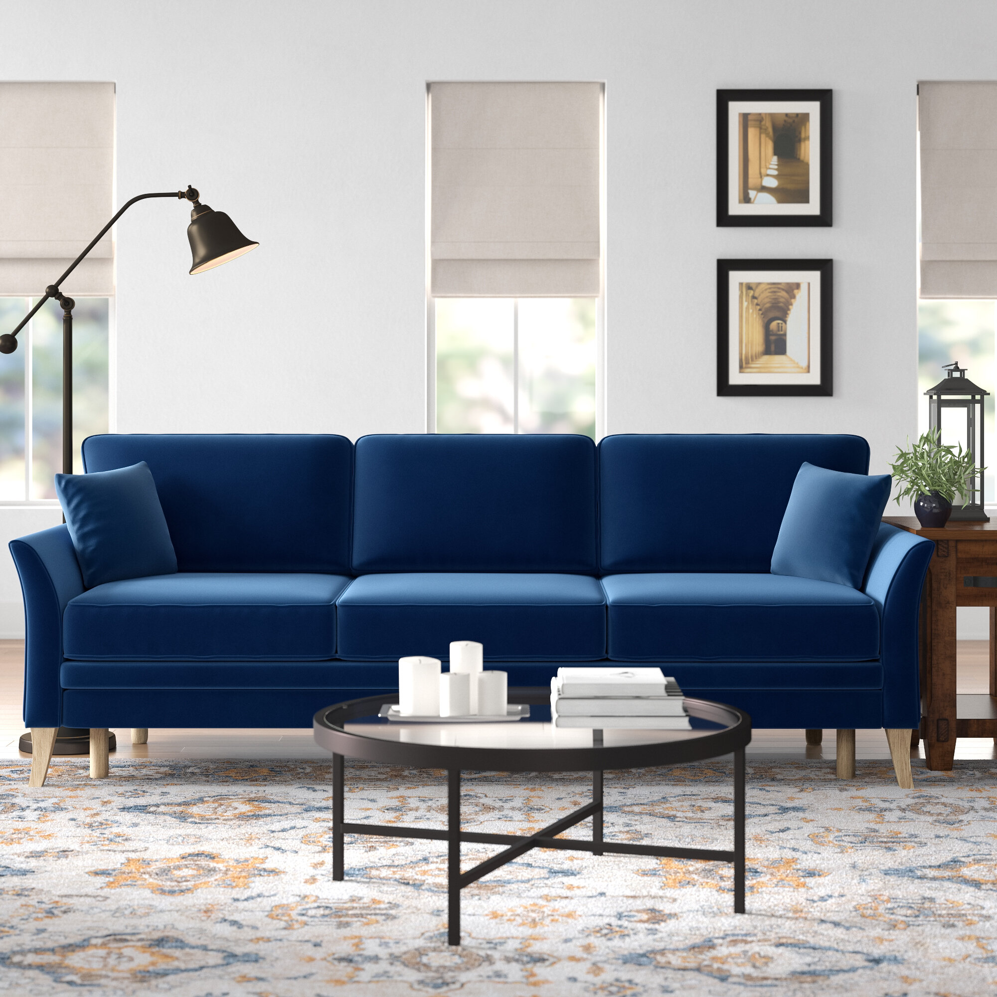 Blue three deals seater sofa