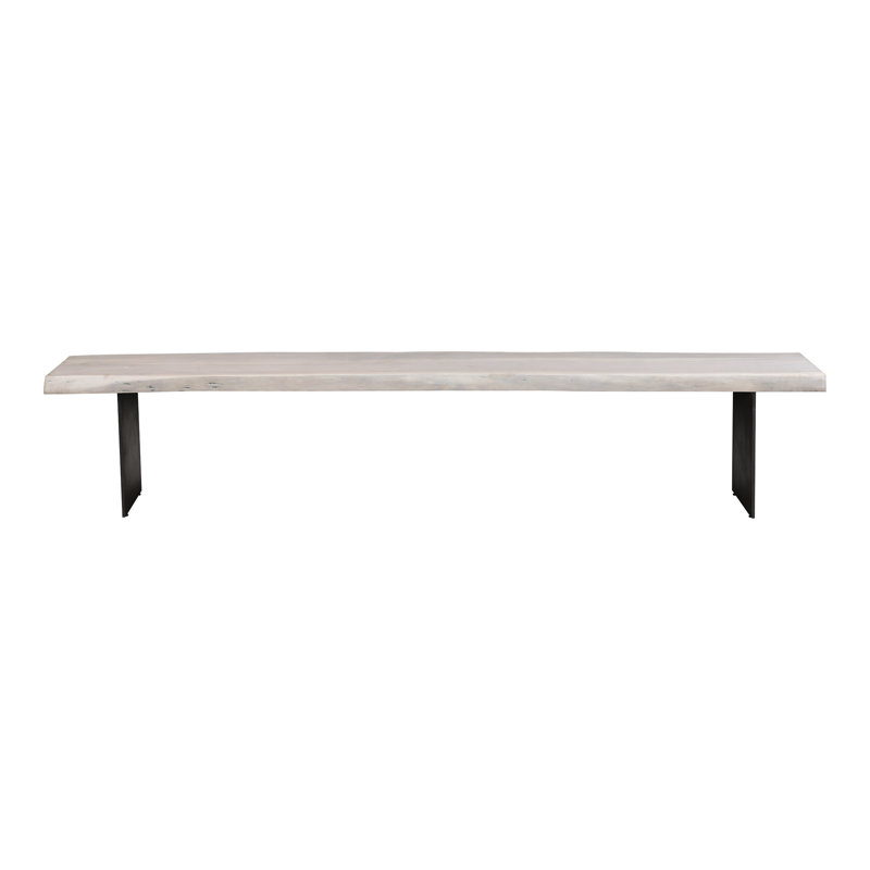 Roberto 92" Live Edge Wood Bench, White