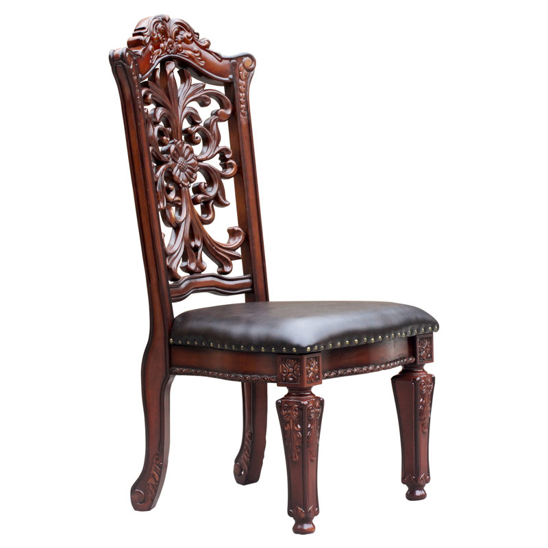 Chaise d'appoint avec garniture cloutée (ensemble de 2), Cerisier