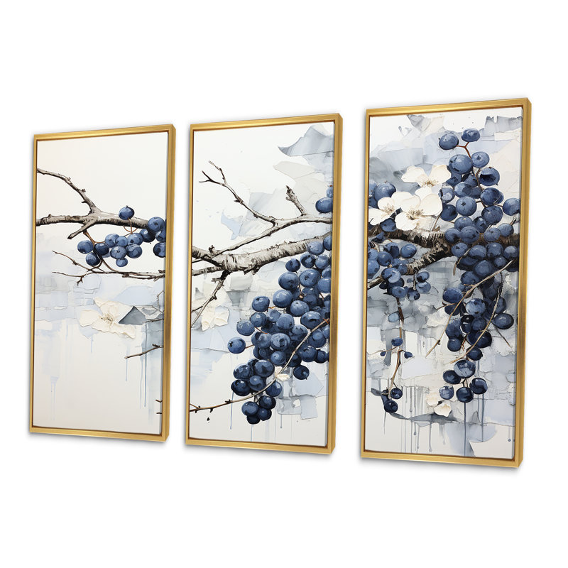 Minimalisme Vineyard Dreamscape II - ensemble de reproduction d'art mural Vineyard, Cadre flottant doré