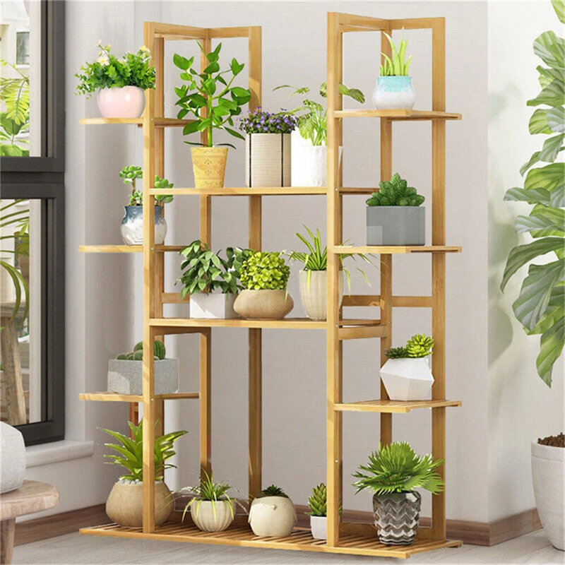 Support à plantes multicolore en bambou