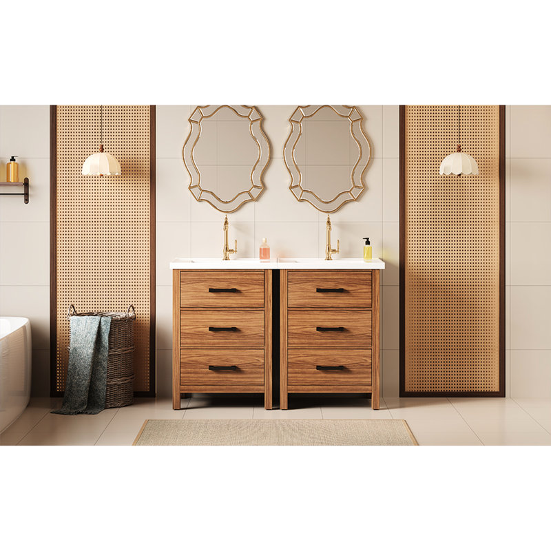 Meuble-lavabo de 48 po avec lavabo simple en céramique de forme rectangulaire, idéal pour les petits espaces