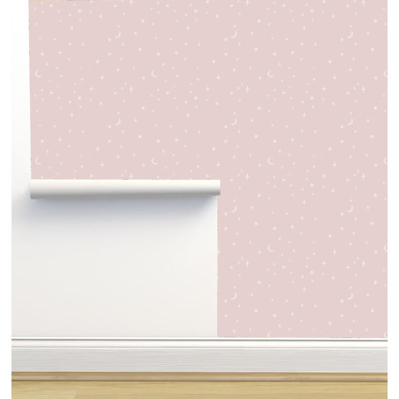 Rouleau de papier peint texturé L 2,16 pi x l 5 po Erin Kendal Designs, Univers nuit étoilée rose