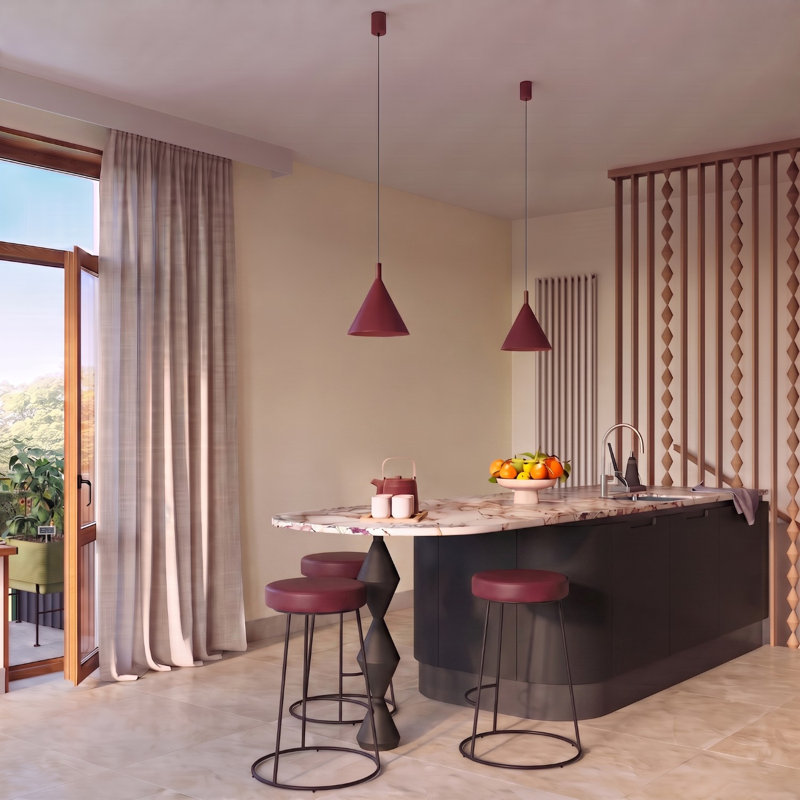 Pendant lamp NOX 25 white, 24,5x24,5x140 cm, Burgundy