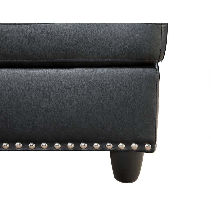 Alger Upholstered L-Shaped Sectional Left Hand Facing, Black Faux Leather