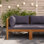 Canapé d'angle modulaire moyen en bois d'acacia massif gris foncé 27,2 po x 27,2 po x 24,6 po