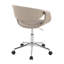 Chaise de bureau en similicuir gris pâle avec piètement en métal chromé et hauteur réglable