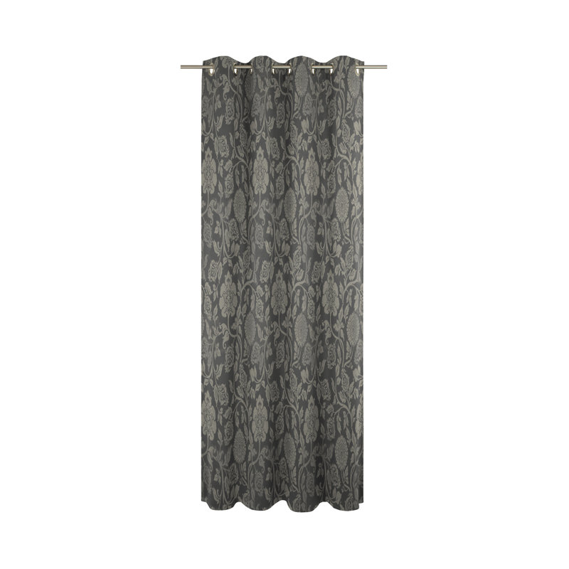 Loman Synthetic Eyelet Single Curtain Panel, opaque, 132cm Width x 145cm Drop, Grey/Brown/Blue