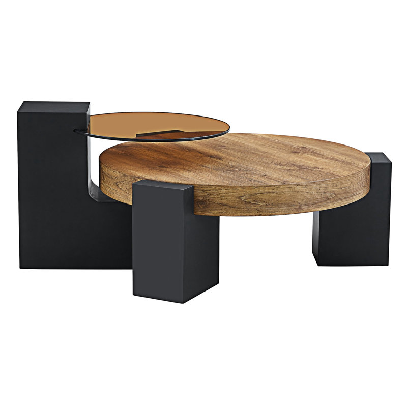 La table basse à deux étages détachable, le design élégant est plus précieux, H 17,3 po x l 30 po x P 30 po, Noir, Bois