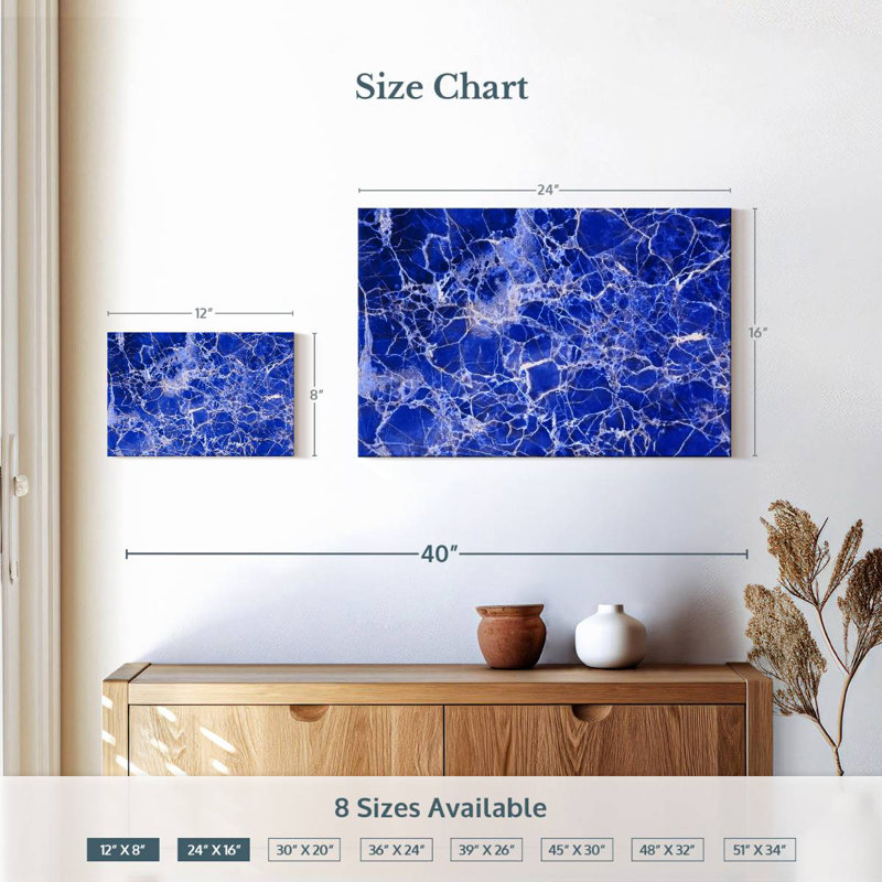 Avery Webbed Marble Blue Abstract, 16" H x 24" W