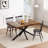 Retro Rectangular Stretch Dining Table with Antique Wood Top, Black Relief Plate, and Storage Box, Adjustable Length for Versatile Use-1675576644