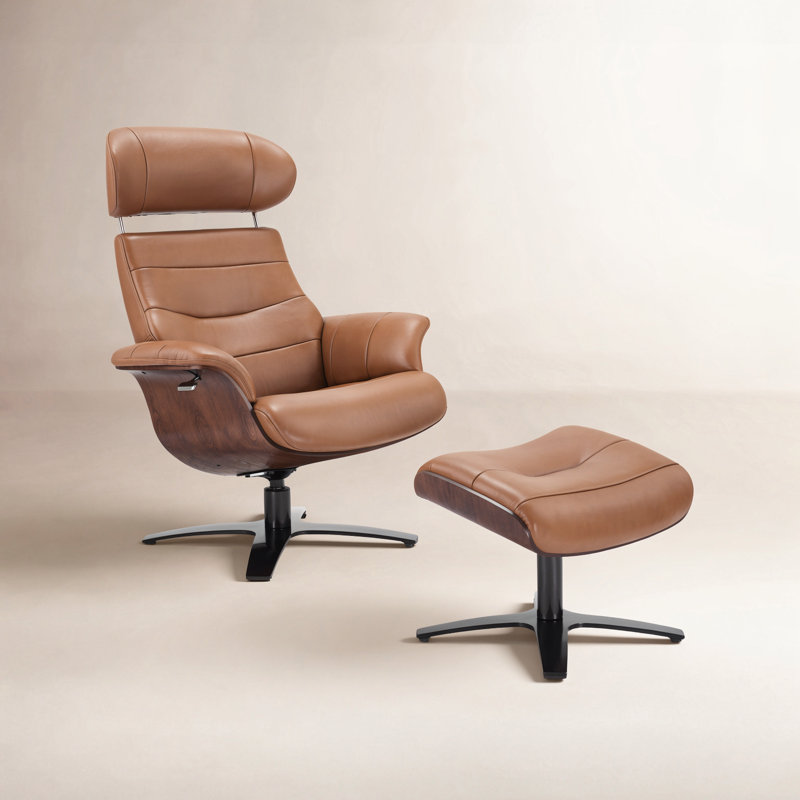 Dillon Leather Swivel Recliner, Boston Saddle