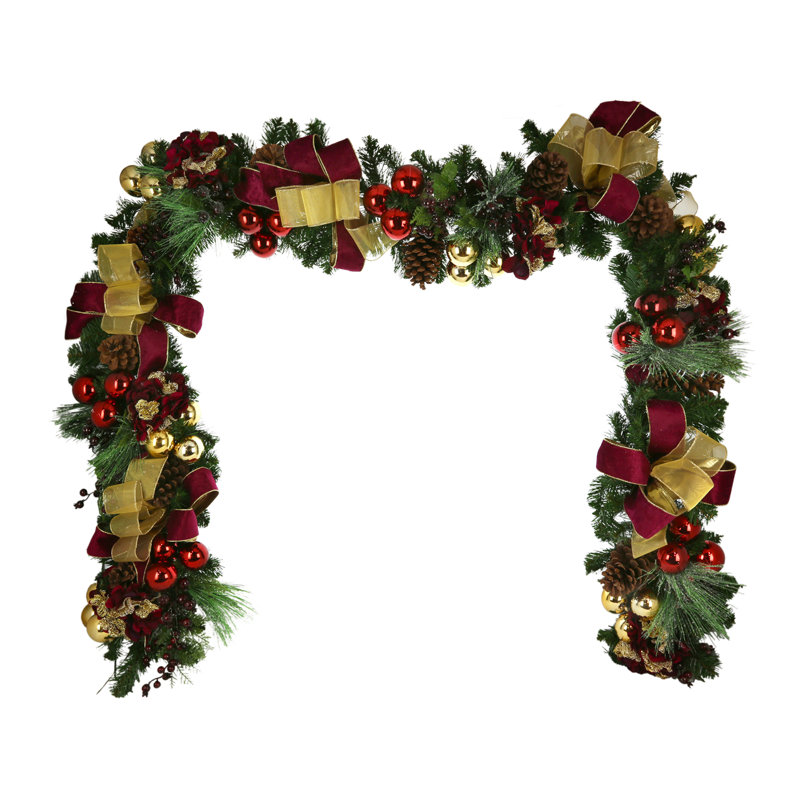 Guirlande Jhamal 9 'avec hortensias, ornements et boucles