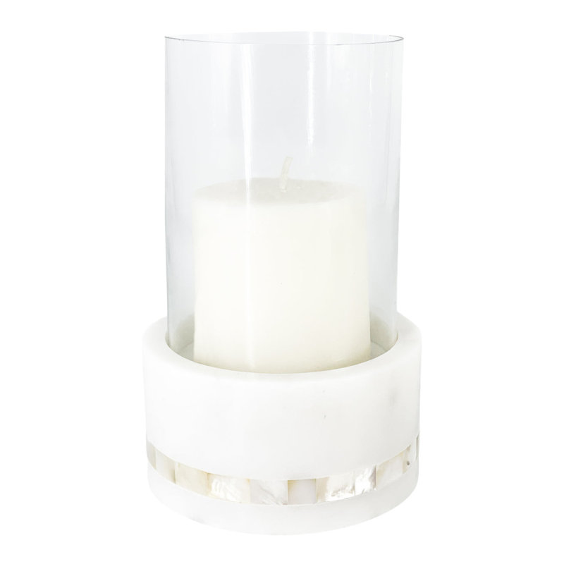 Mother Of Pearl Marble Hurricane Candle Holder