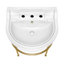 Console Whitehaus de 22 po avec cuve semi-circulaire, repose-pieds en laiton massif et porte-serviettes à l'avant-116863419-116863425