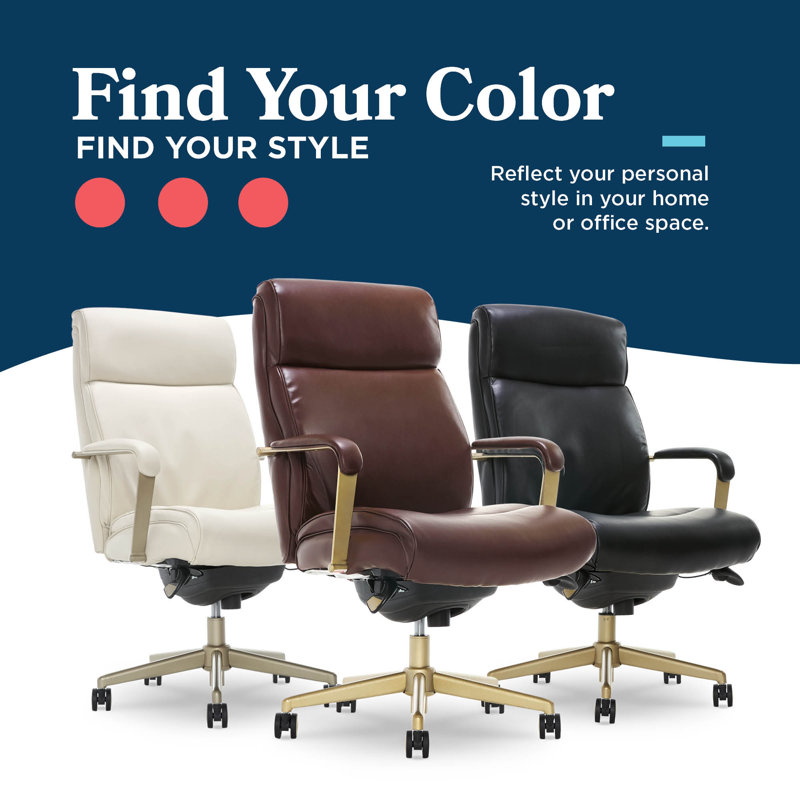 Brown Bonded Leather Ergonomic Executive Office Chair with Lumbar Support