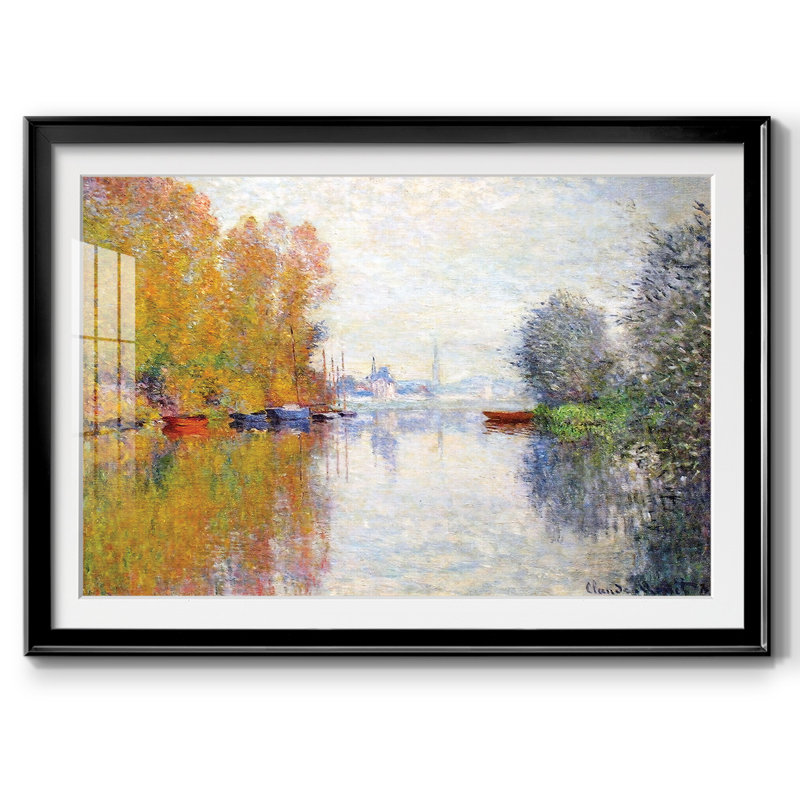Autumn on the seine at Argenteuil, 1873, reproduction d'art encadrée, Cadre noir, H 15 po x l 21 po x P 1,5 po