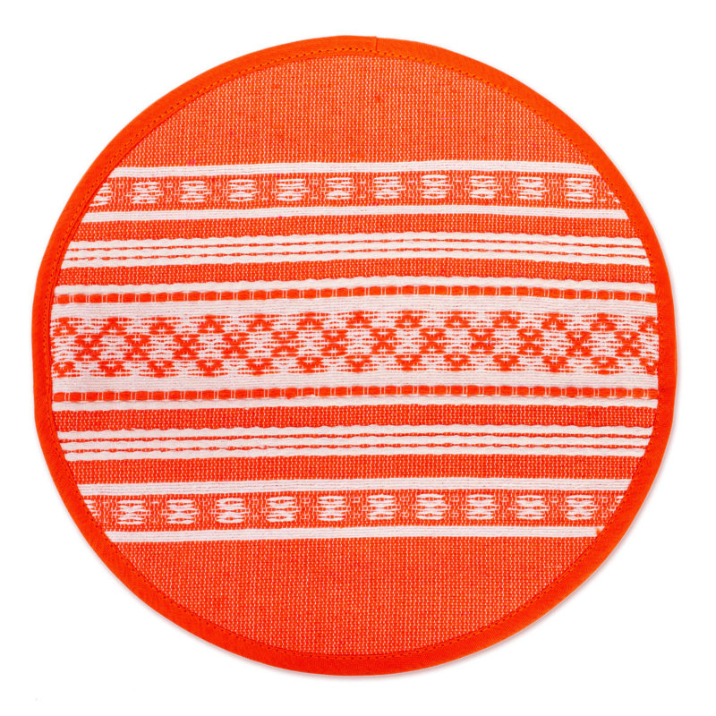 Clara-Marie Cotton Nautical Round Placemat, Orange