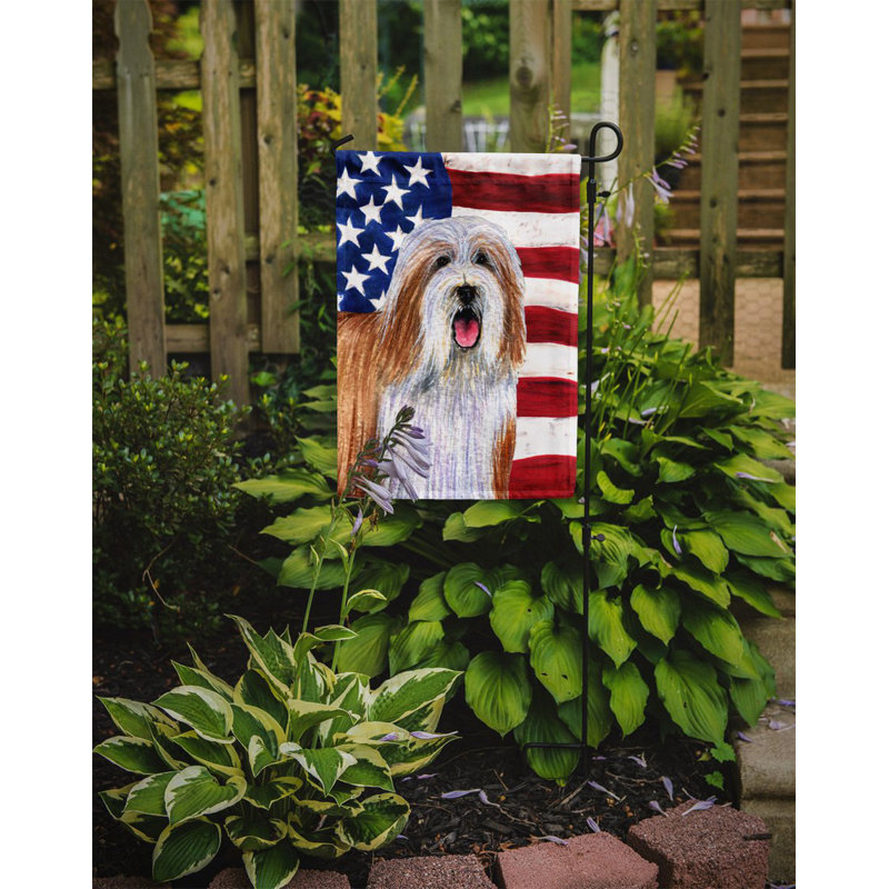 2 côtés en polyester de 2 côtés american drapeau de jardin, Colley barbu blanc