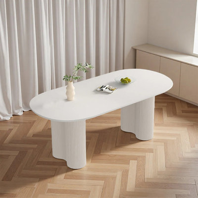 Simple Pure White Rock Plate Dining Table
