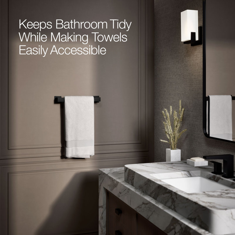 Honesty Towel Bar, Matte Black, 12"W
