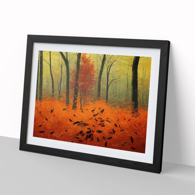 Beauteous Autumn Forest - Single Picture Frame Print, 34cm H x 46cm W x 2cm D, Black