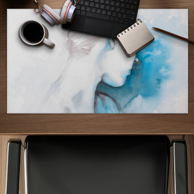 Watercolor abstract girl with hair bun - 14.00"x24.25" Desk mat