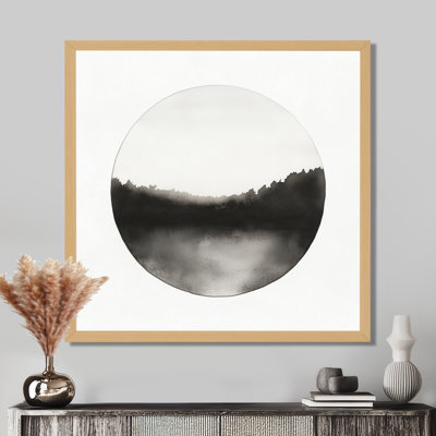 White Black Circle of Stillness I - Abstract Minimalism Picture Framed Wall Art