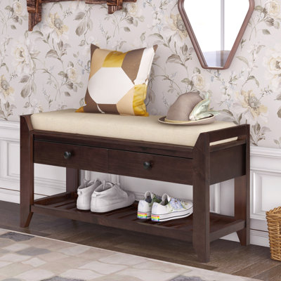 Range-chaussures avec siège rembourré et tiroirs, banc de rangement polyvalent pour hall d'entrée