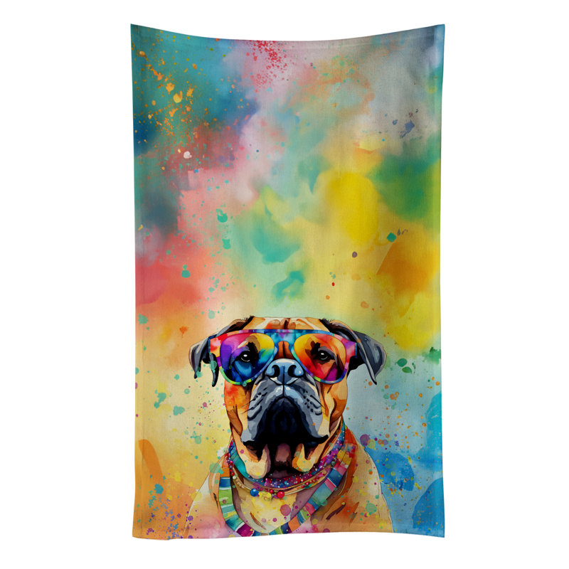 Bullmastiff Hippie Dawg Kitchen Towel