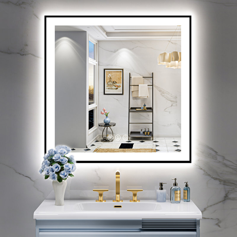 Miroir de salle de bain Tyeishia Matte, 38'' x 38''