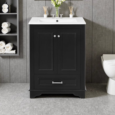 Meuble-lavabo autoportant 24 po avec lavabo en céramique