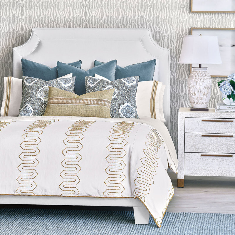 Housse de couette 100% coton Pattinson, Housse de couette pour lit de jour et 2 taies déc, Motif géométrique naturel