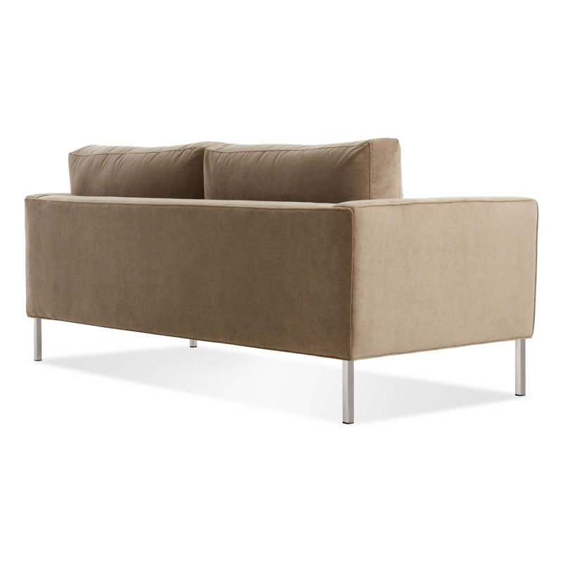 Paramount Loveseat, Otter Velvet Velvet, Stainless Steel