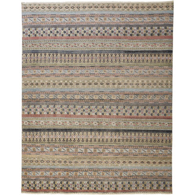 Tapis rose en coton / laine noué à la main Authement